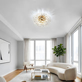 Elegant Gold Flush Mount Crystal Ceiling Lights for Living Room