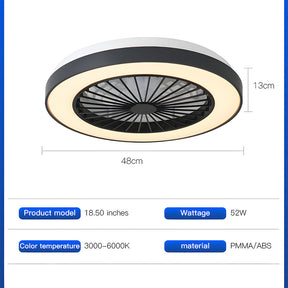 Modern LED 6-Speed Adjustable Ceiling Fan Light, Dimmable
