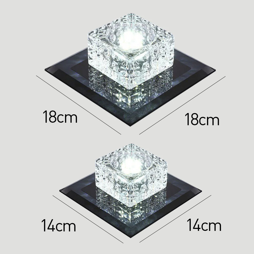 Contemporary Squared Shape Crystal LED Ceiling Light For Hallway