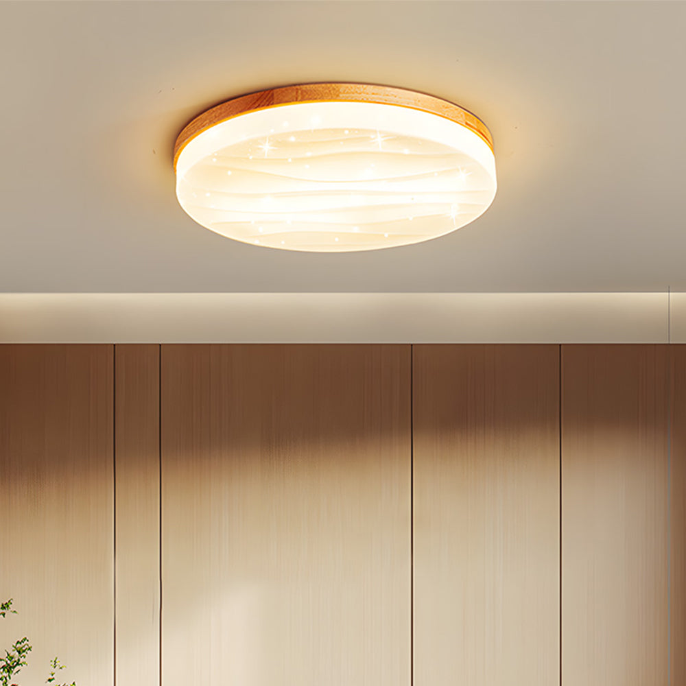 Retro Minimal Decor Wood Living Room LED Ceiling Light