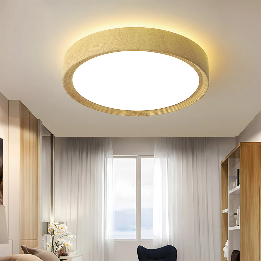 Modern Minimalist Round Wood Colour Iron LED Ceiling Lights