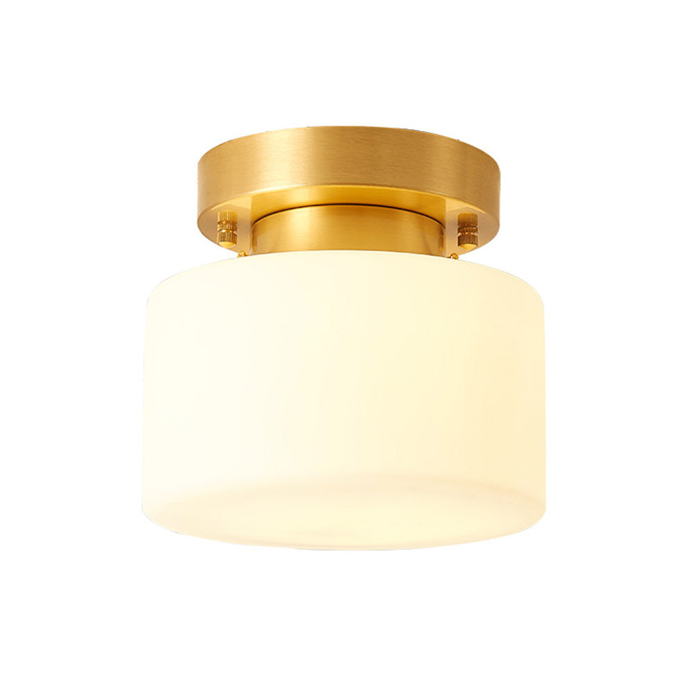 Minimalist Brass White Semi-Flush Ceiling Light