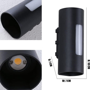 Modern Round IP65 Black LED Outdoor Wall Light in Black, Warm Light
