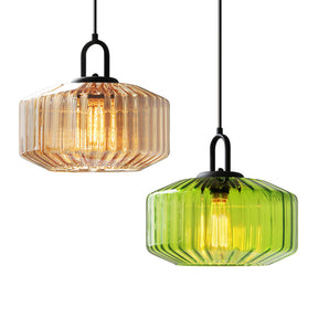 Vintage Striped Glass Pendant Light