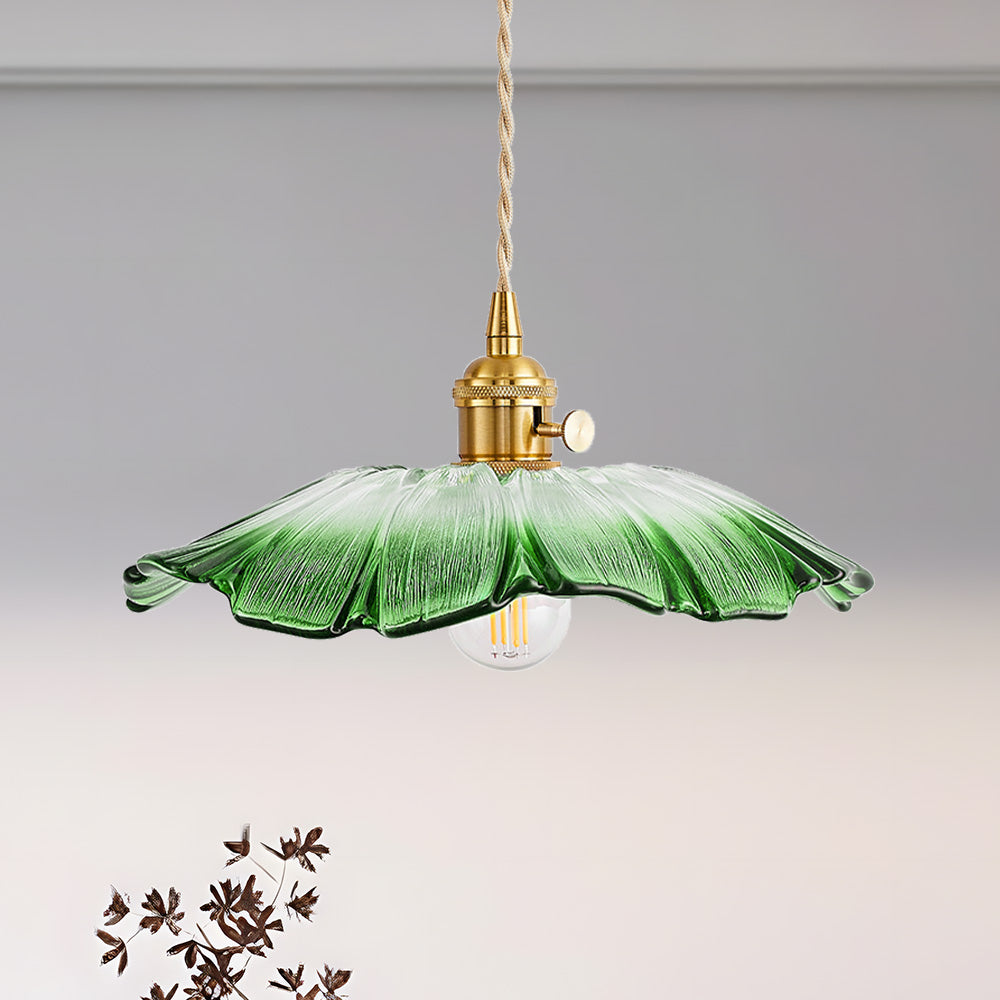 Retro Flower Shape Glass Pendant Light For Dining Room