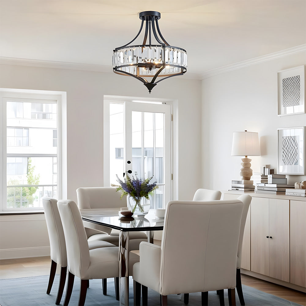 Modern Iron Crystal Large Ceiling Pendant Lights for Entryway Dining Room