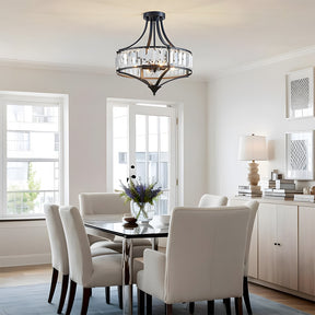Modern Iron Crystal Large Ceiling Pendant Lights for Entryway Dining Room