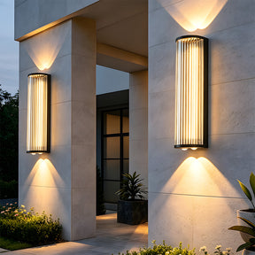 Modern Vertical Glass Stainless Steel Outdoor Wall Lights for Patio Garden