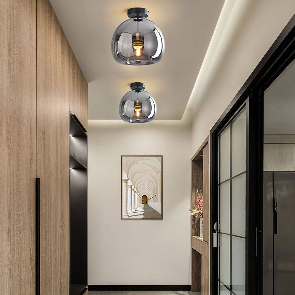 Set of 2 Modern Copper Glass Hallway Ceiling Light