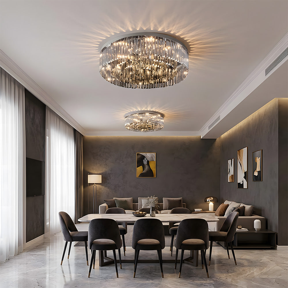Luxury Crystal Round Flush Mount LED Ceiling Lights for Living Room