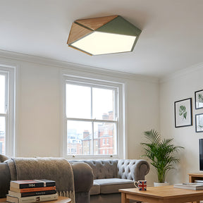 LED Dimmable Wooden Acrylic Geometric Flush Mount Ceiling Lights For Living Room