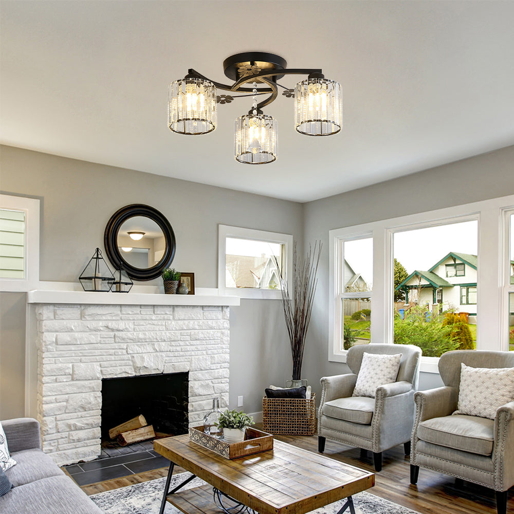 Luxury Crystal Semi Flush Ceiling Light