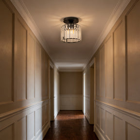 Hallway Crystal Semi-flush Mount Ceiling Lights in Black