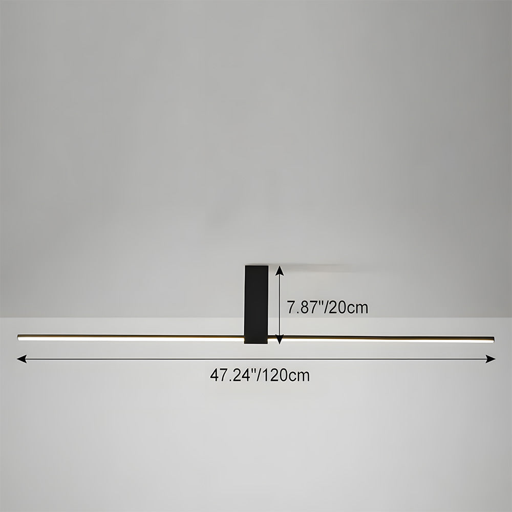 Modern Minimalist Aluminium LED Linear Semi Flush Mount Ceiling Light for Living Room Bedroom Hallway