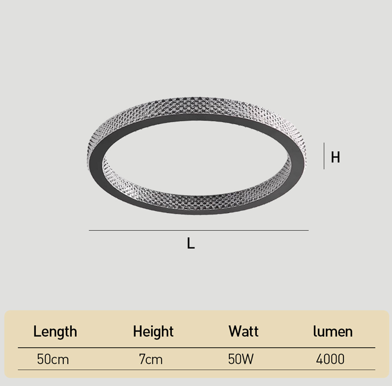 Modern Luxury Black Crystal Ring LED Halo Bedroom Ceiling Light