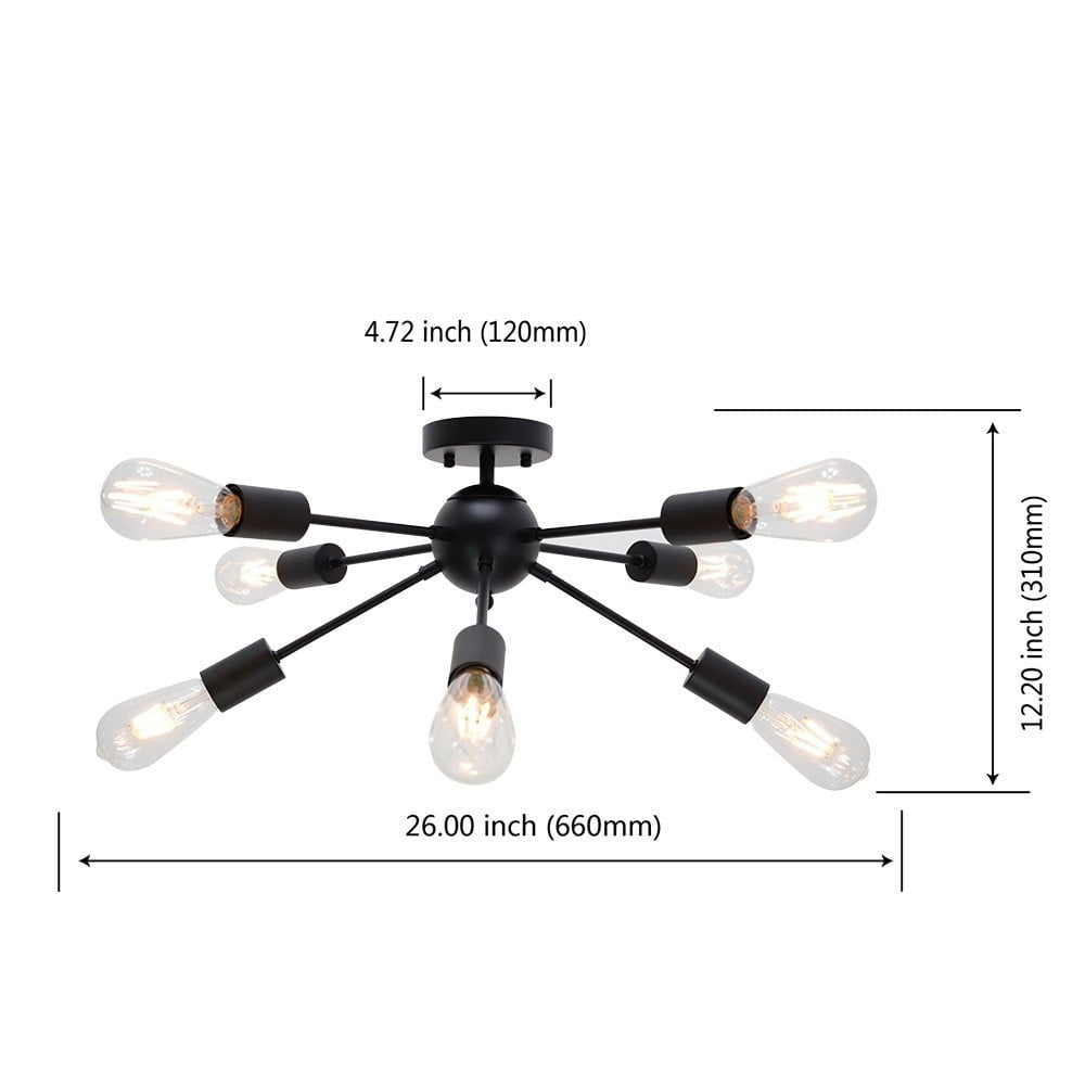 Semi Flush Sputnik Matte Ceiling Light for Dining Room Kitchen