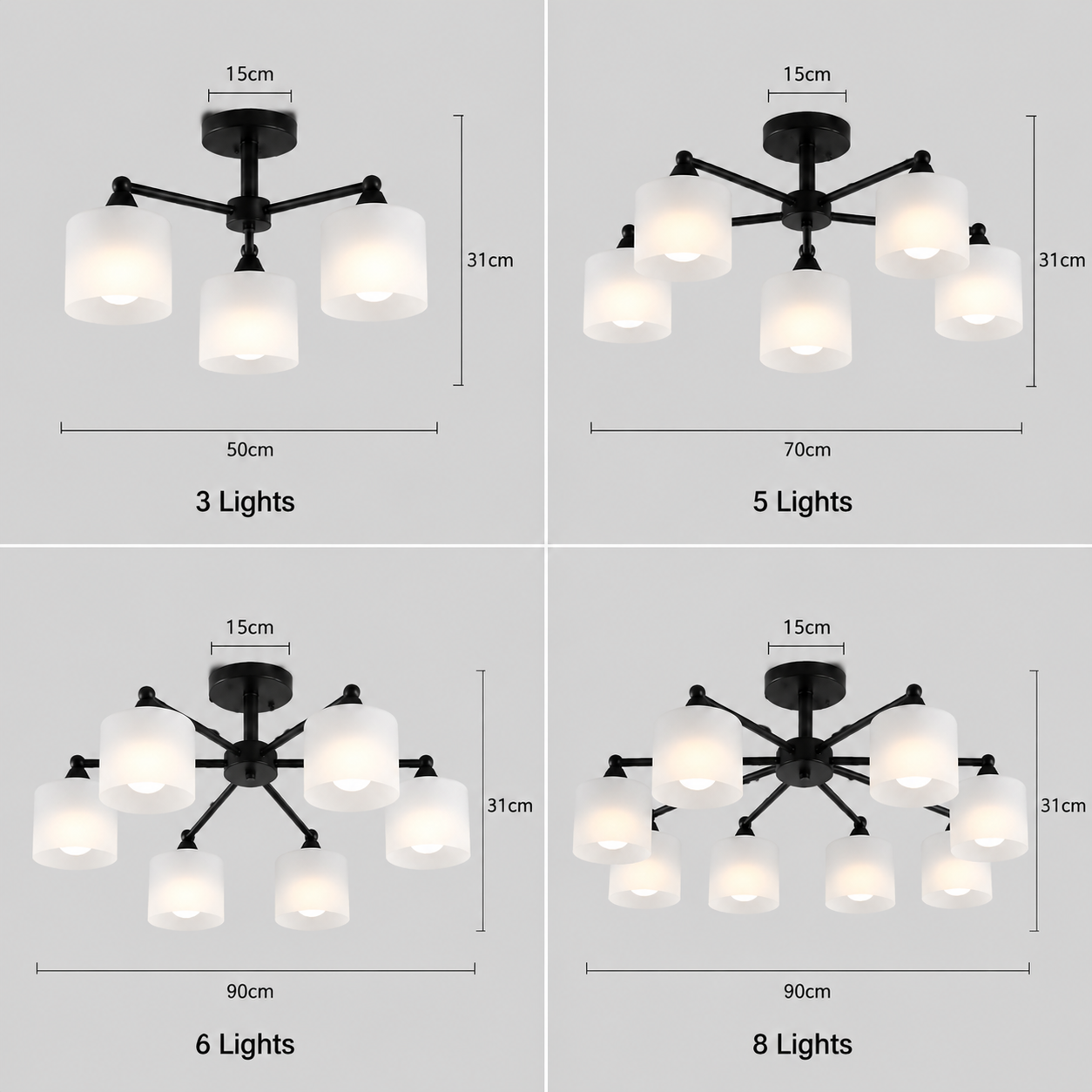 Industrial Semi Flush Frosted Glass Ceiling Lights for Dininng Room