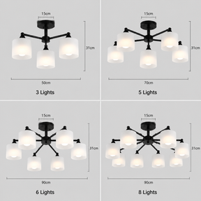 Industrial Semi Flush Frosted Glass Ceiling Lights for Dininng Room