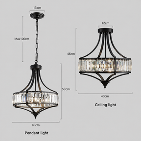 Modern Iron Crystal Large Ceiling Pendant Lights for Entryway Dining Room
