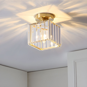 Modern Simplicity Clear Striped Glass Shade Ceiling Light