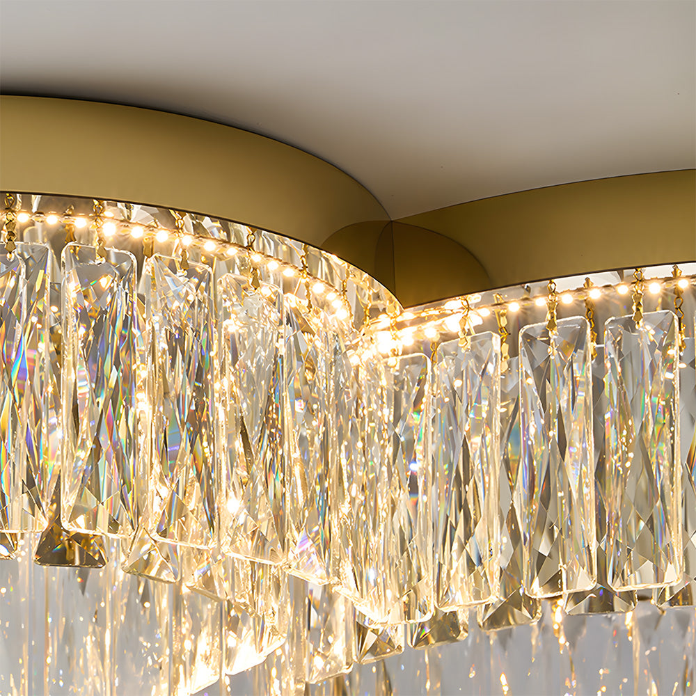 Modern Round Luxury Crystal Flush Ceiling Lights for Living Room