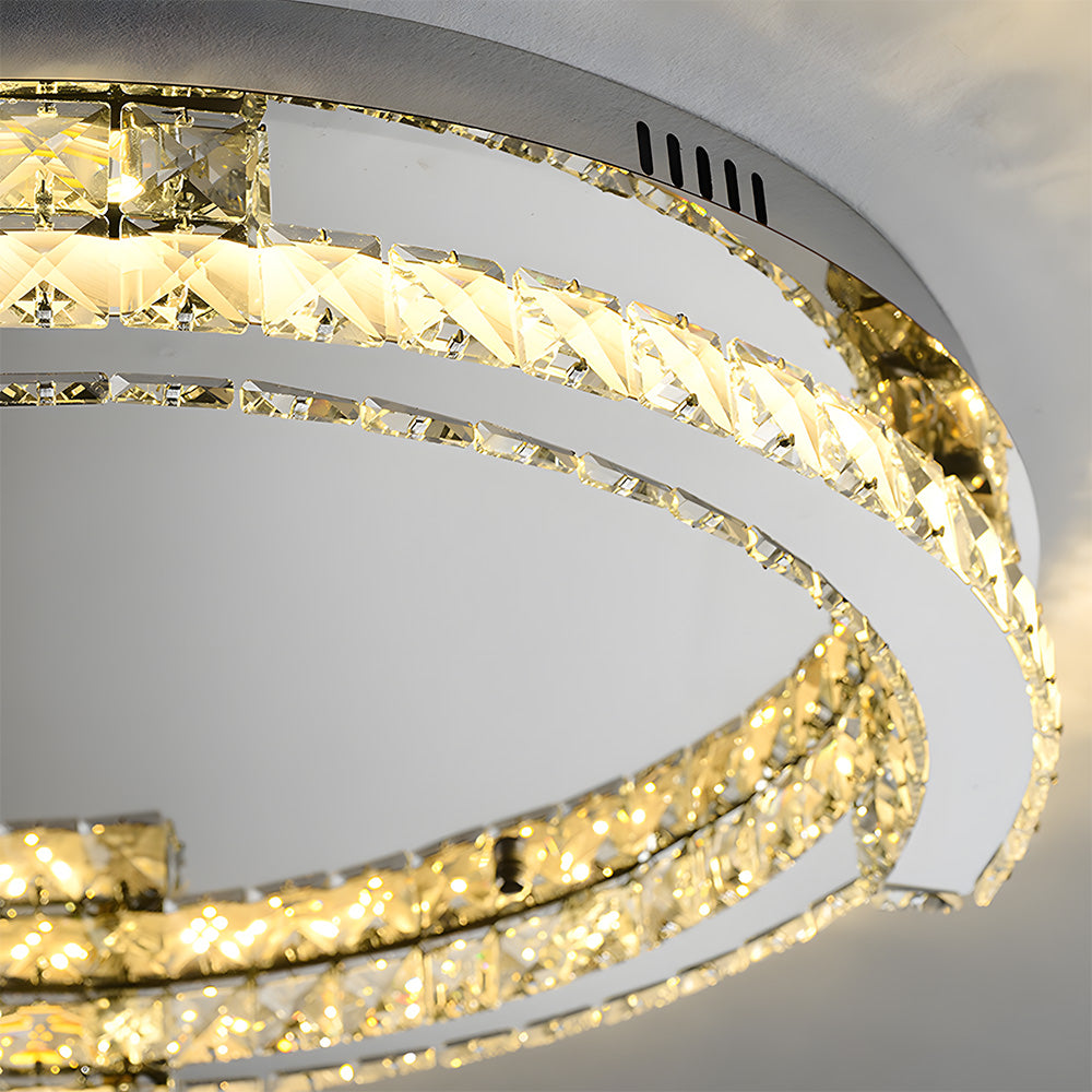 Luxury Stainless Steel Crystal Ceiling Lights LED Flush Mount Light