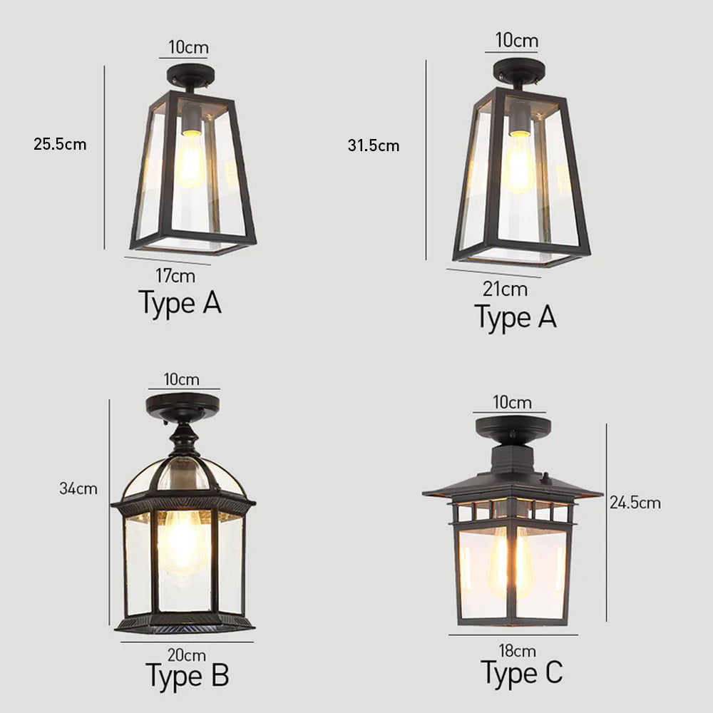 IP65 Vintage Outdoor Ceiling Lights in Black