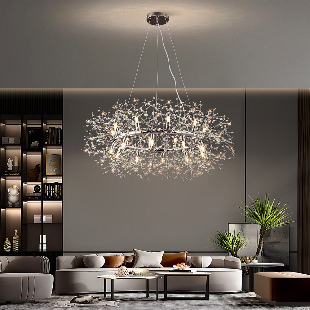 Modern Luxury Crystal Ring Chandelier for Living Room Dining Room