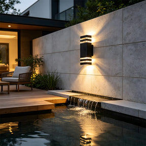 Contemporary IP65 Black Vertical Acrylic Outdoor Wall Lights for Garden Entryway