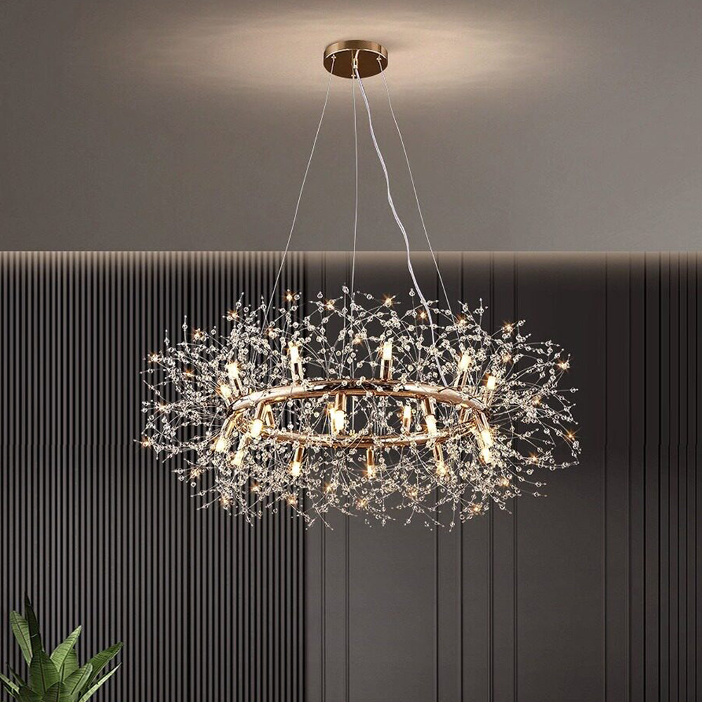 Modern Luxury Crystal Ring Chandelier for Living Room Dining Room