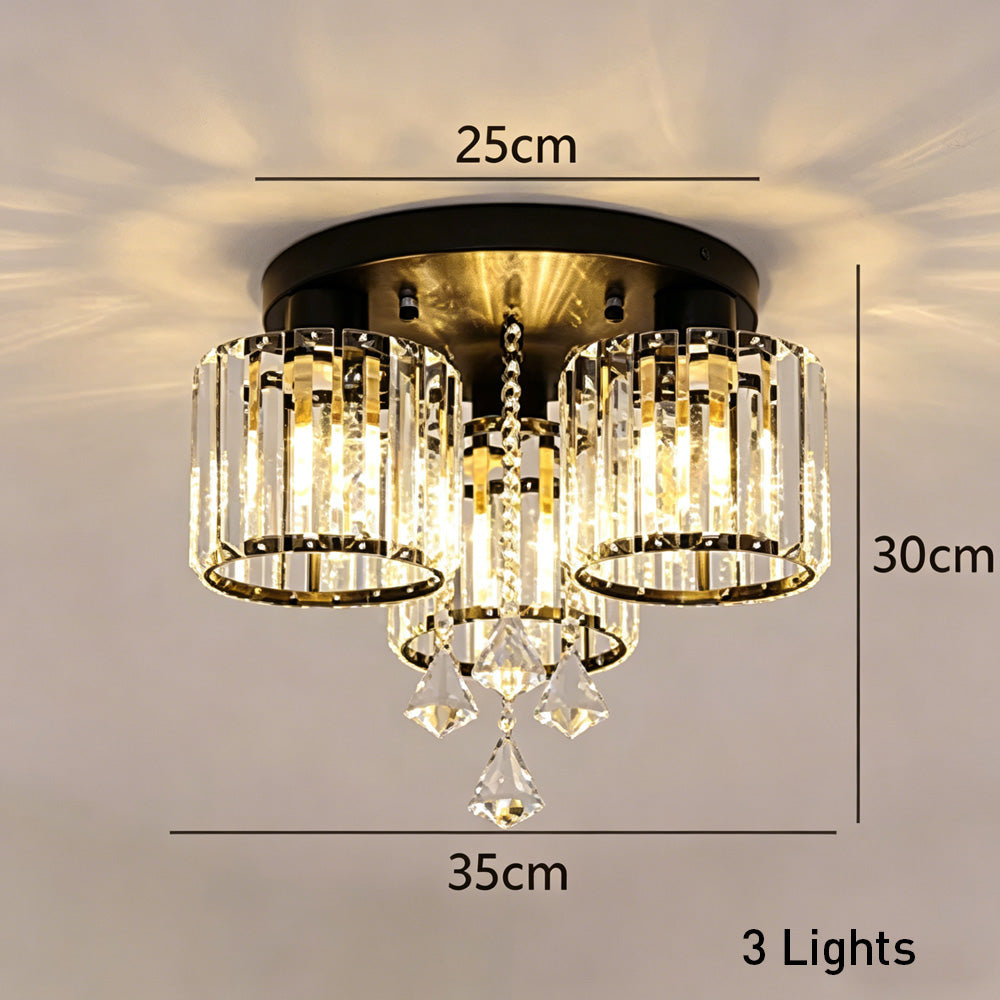 3 -Light Semi-flush Mount Ceiling Light with Cylinder Crystal Shade