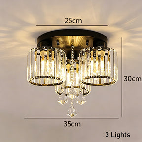 3 -Light Semi-flush Mount Ceiling Light with Cylinder Crystal Shade