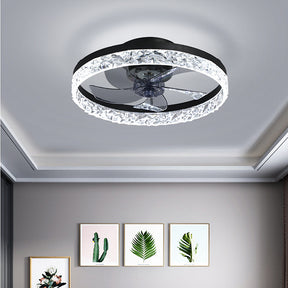 Modern Round Hardware Ceiling Fan With LED Light