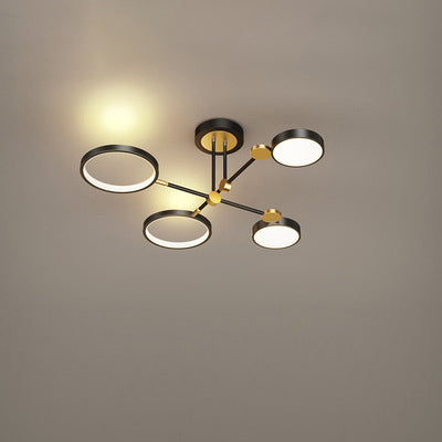 Multi Rings LED Gold and Black Bedroom Ceiling Light