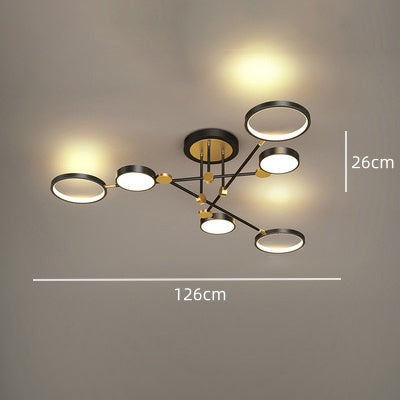 Multi Rings LED Gold and Black Bedroom Ceiling Light