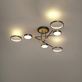 Multi Rings LED Gold and Black Bedroom Ceiling Light