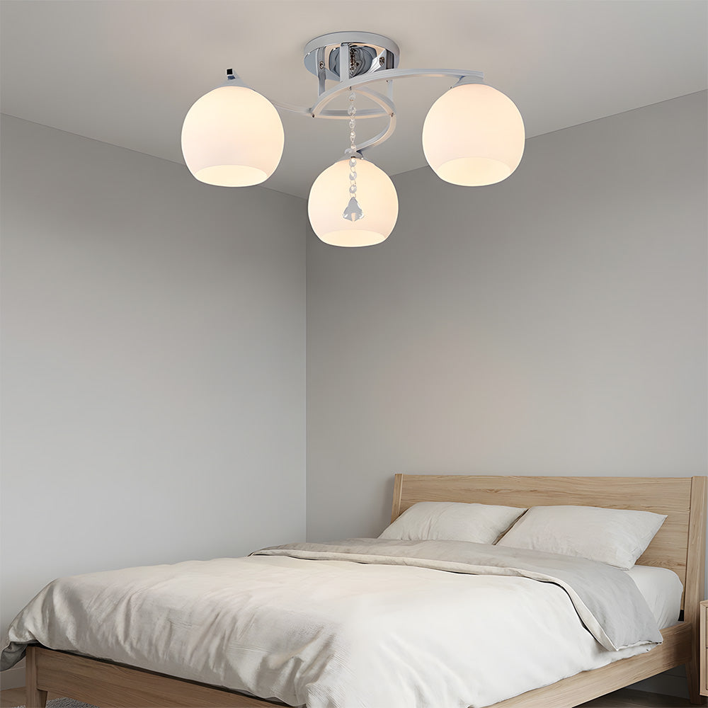 Modern Glass Ball Shade 3/5-Light Semi Flush Ceiling Lights for Living Room