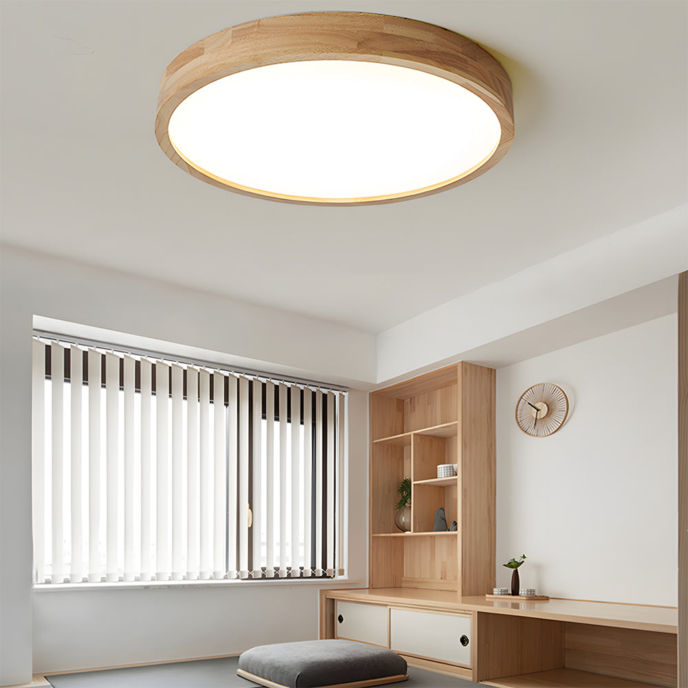Modern Wood Flush LED Ceiling Lights Round Shape