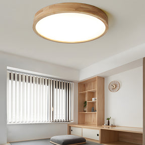 Modern Wood Flush LED Ceiling Lights Round Shape