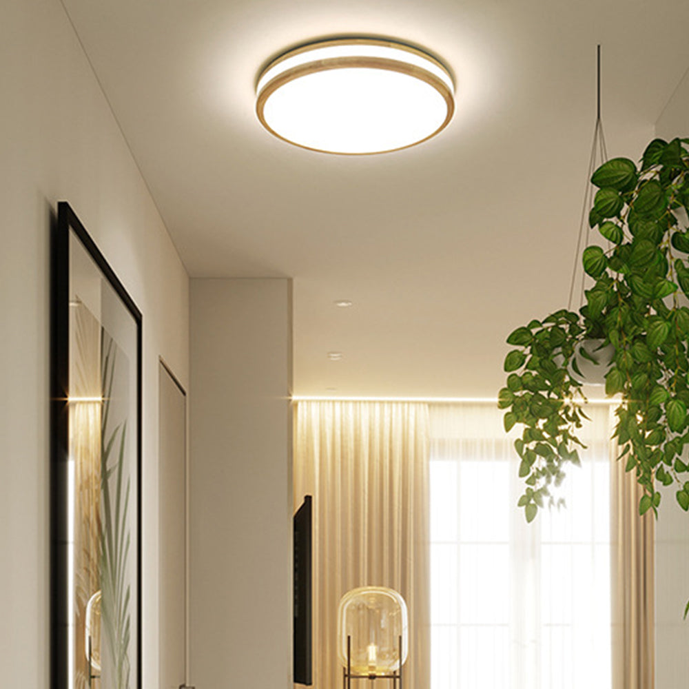 Simple Wood Round Bedroom LED Ceiling Light