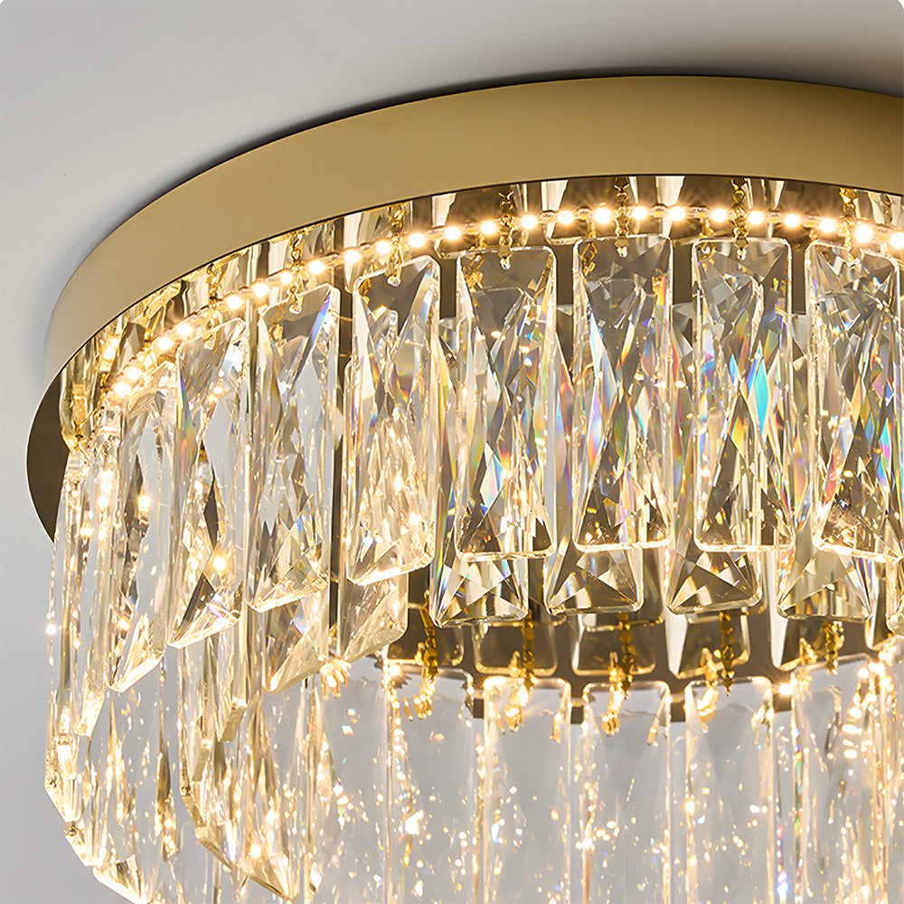 Modern Round Luxury Crystal Flush Ceiling Lights for Living Room