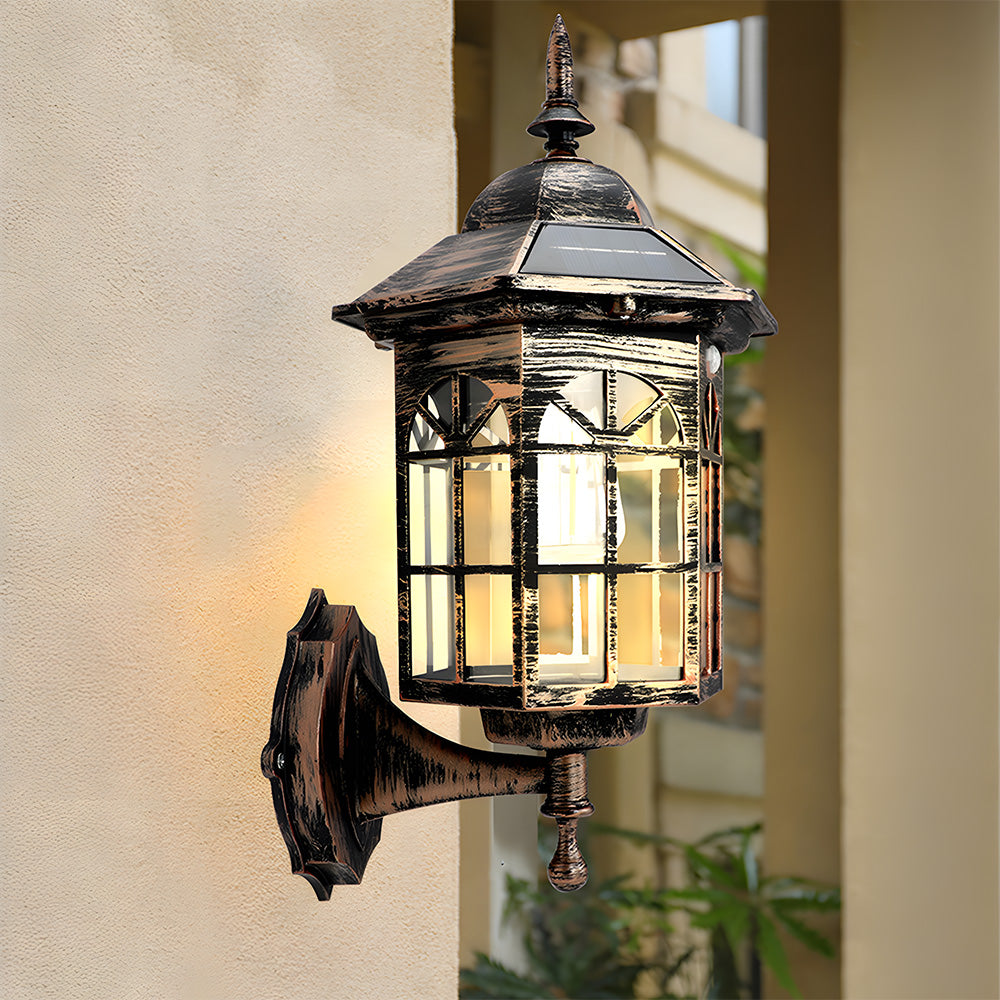 IP44 External Solar Wall Lights, 3 Mode Sensor Solar Wall Lamp for Patio Fence Garden Decor