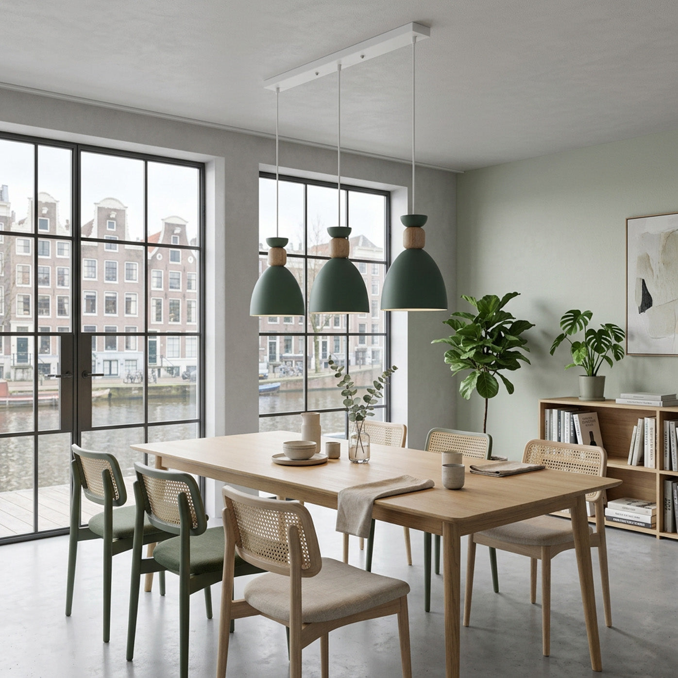Nordic Wooden Metal Pendant Light Fixture for Kitchen Island
