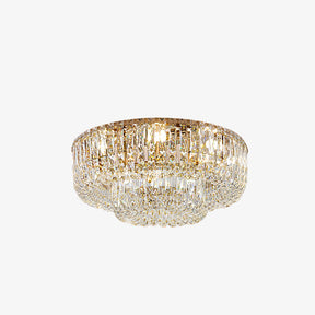Luxury Multi-Tier Crystal Gold Flush Mount Ceiling Light for Living Room