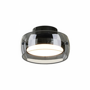 Vintage Retro Glass Flush LED Ceiling Light in Black, D20cm