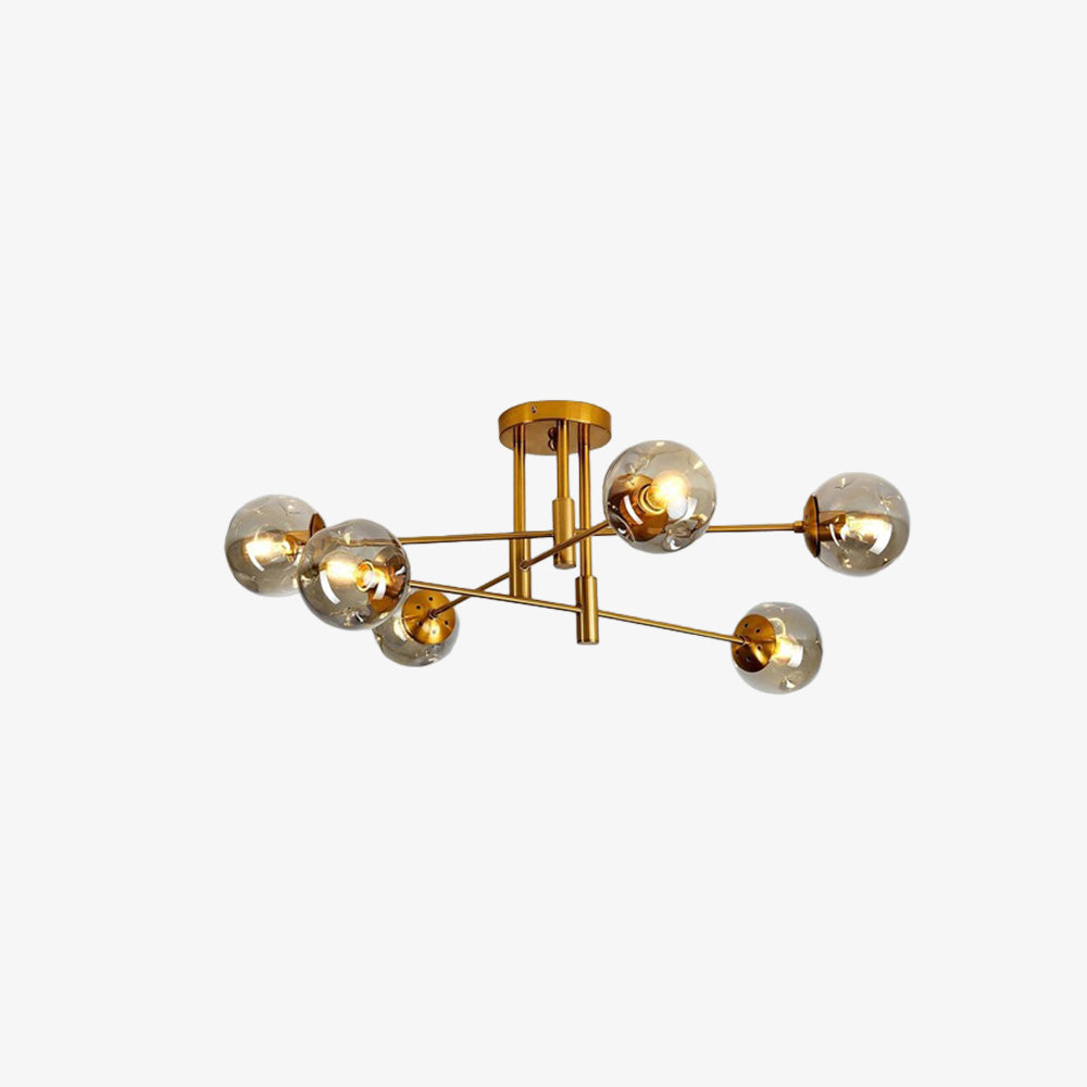 Modern Sputnik Glass Globe Semi Flush Ceiling Light for Living Room