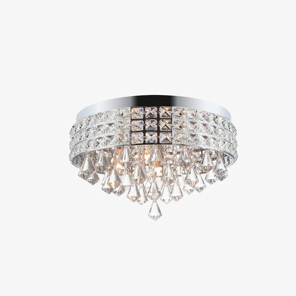 Modern Silver Crystal Flush Mount Ceiling Light for Dining Areas