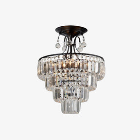 Crystal Silver/Black Semi Flush Mount Ceiling Light for Living Room Bedroom Hallway