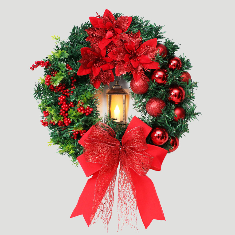 Refined Red Christmas Wreath Ornament With LED Christmas Lightings