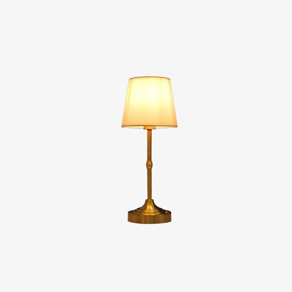 Vintage Gold Metal Bedside Table Lamps with Fabric Shade
